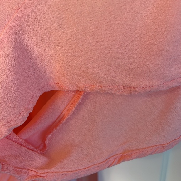 Torrid Coral Off Shoulder, Empire Waist Blouse, Faux Button Up, Size 0, Peach - Picture 5 of 5